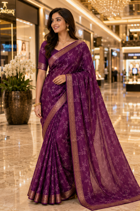 Purple Georgette Saree