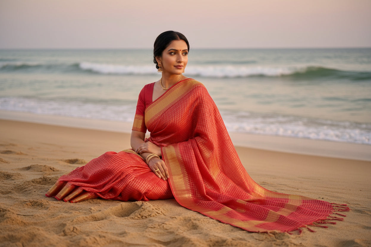 Bhagalpuri KOTA Check saree