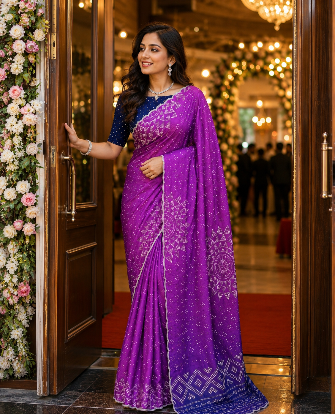 Purple Georgette Silk Saree