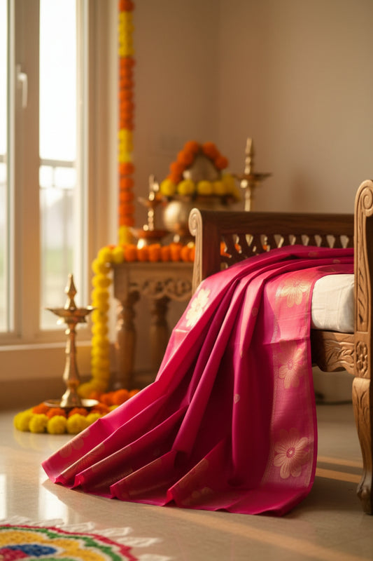 Soft Silk with Multi zari Floral