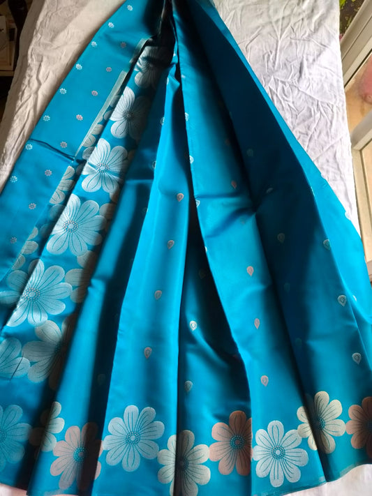 Soft Silk with Multi zari Floral